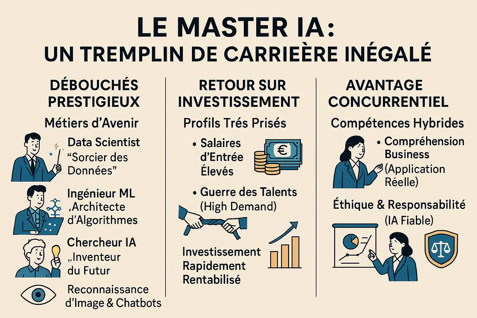 Illustration représentant l'avenir professionnel après un master en intelligence artificielle