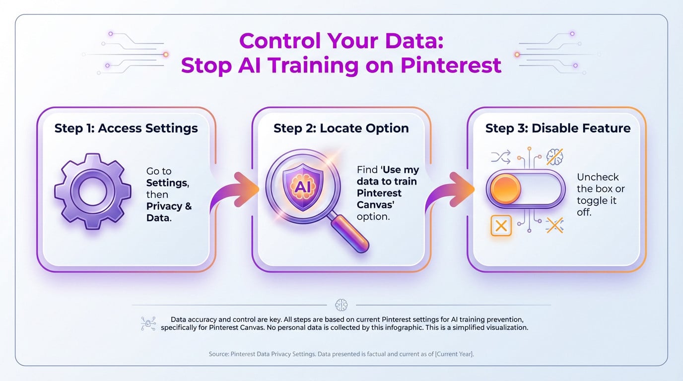 Pinterest privacy settings menu highlighting the option to opt out of AI data training