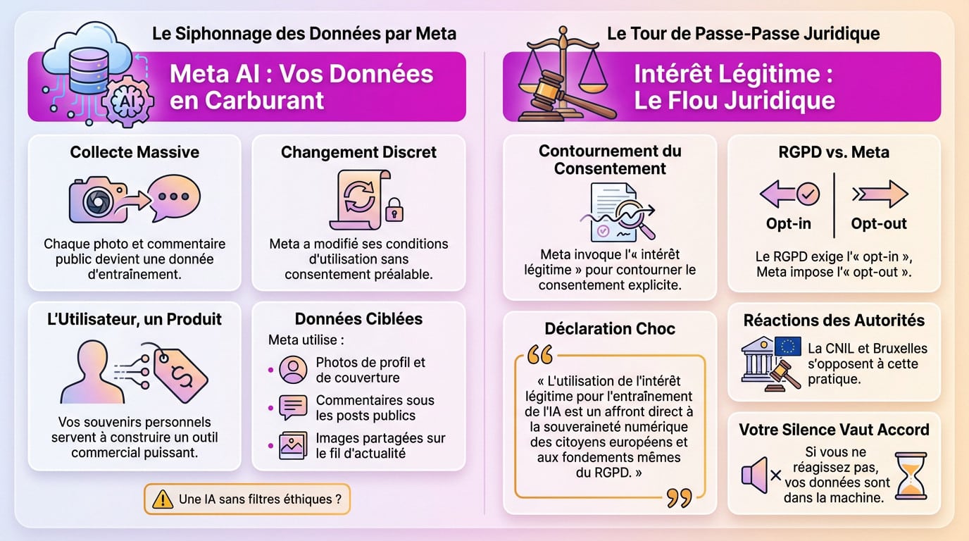 Meta AI siphonnage de données et flou juridique