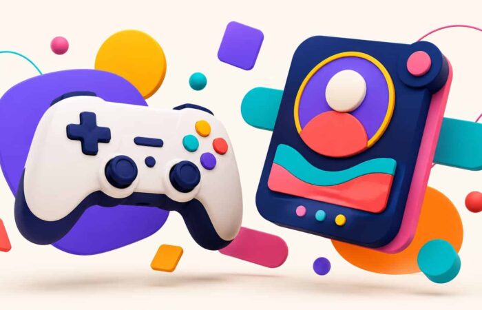Plaque d’identité de joueur et manette de jeu, illustration colorée sur le choix d’un pseudo gamer