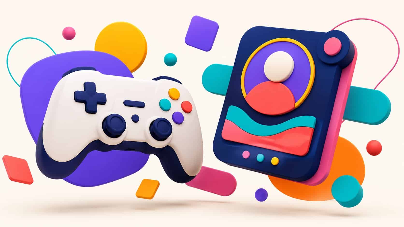 Plaque d’identité de joueur et manette de jeu, illustration colorée sur le choix d’un pseudo gamer