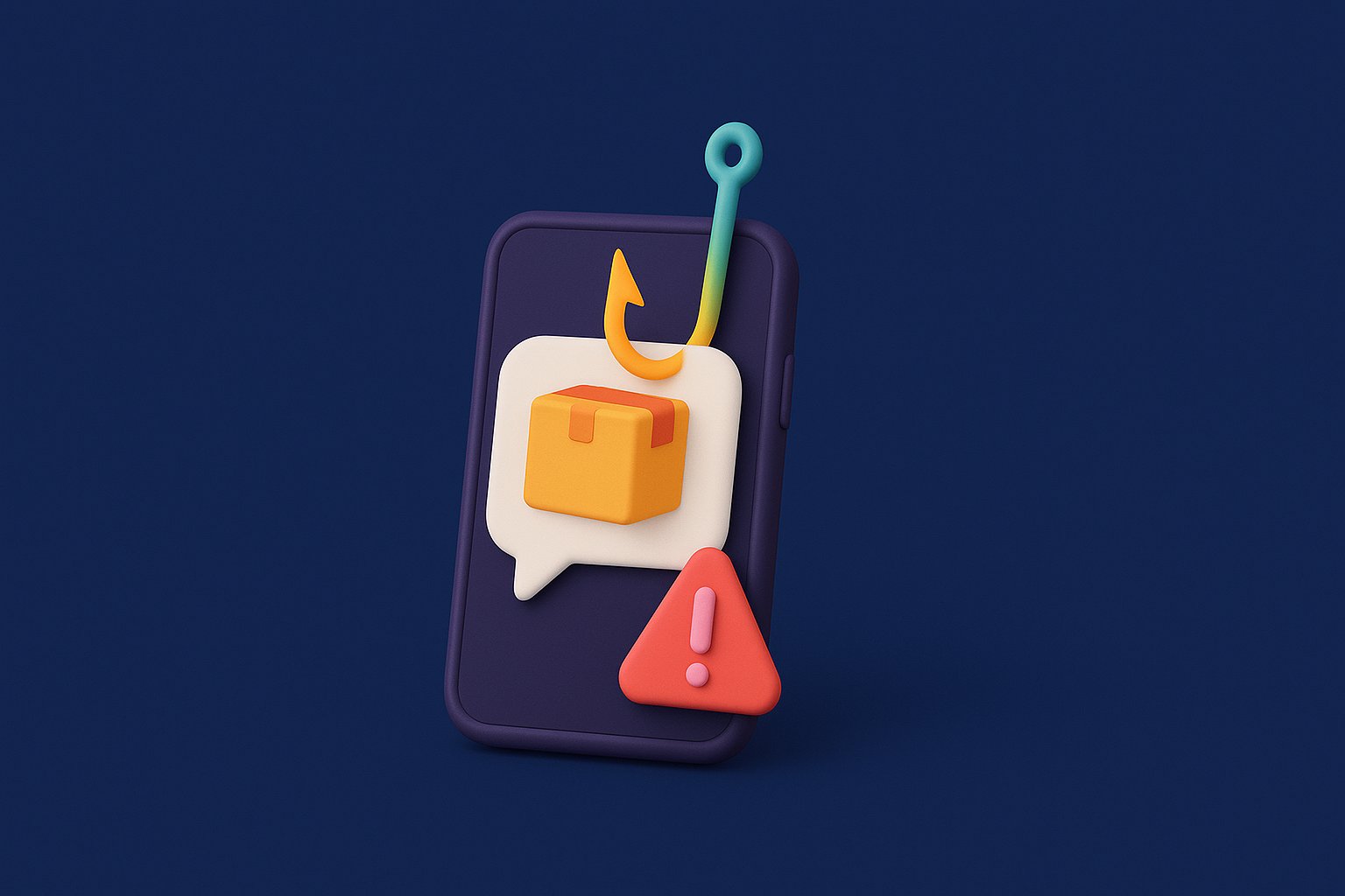 Illustration d'un faux SMS de livraison de colis avec hameconnage par IA